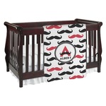 Mustache Print Baby Blanket (Double Sided) (Personalized)