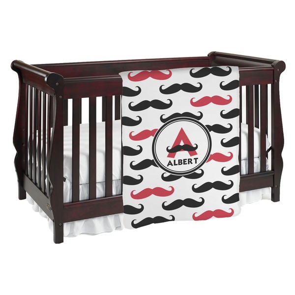 Custom Mustache Print Baby Blanket (Double Sided) (Personalized)