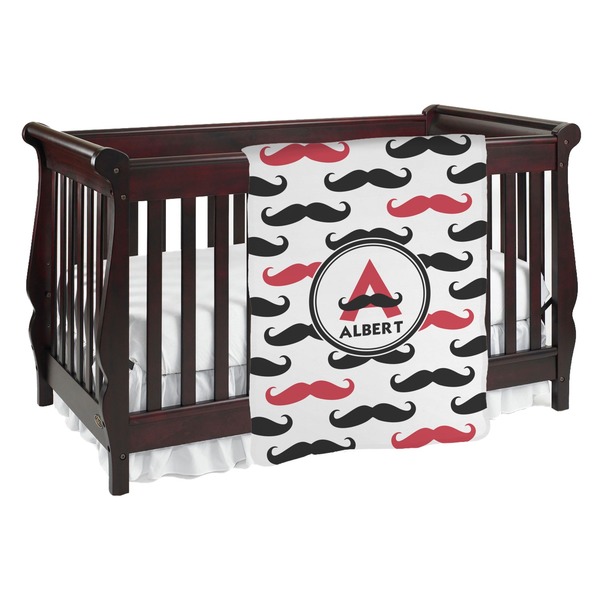 Custom Mustache Print Baby Blanket (Personalized)