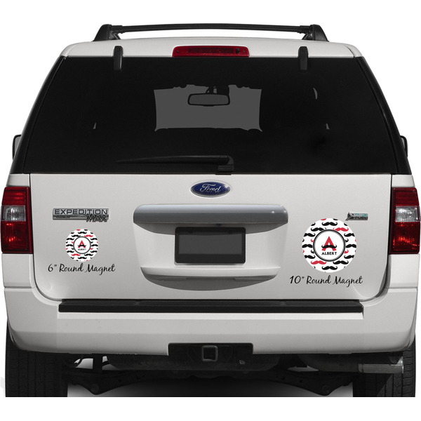 Mustache Print Personalized Car Magnets on Ford Explorer