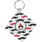 Mustache Print Diamond Plastic Keychain w/ Name and Initial