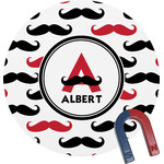 Mustache Print Round Fridge Magnet (Personalized)