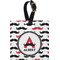 Mustache Print Plastic Luggage Tag - Square w/ Name and Initial