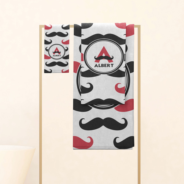 Mustache Print Personalized Towel Set