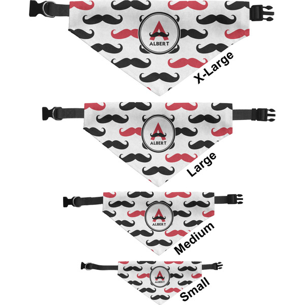 Mustache Print Pet Bandana Sizes