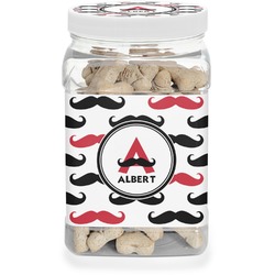 Mustache Print Dog Treat Jar (Personalized)