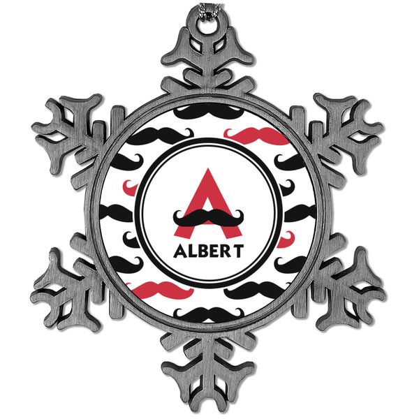 Custom Mustache Print Vintage Snowflake Ornament (Personalized)