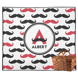 Mustache Print Outdoor Picnic Blanket (Personalized)