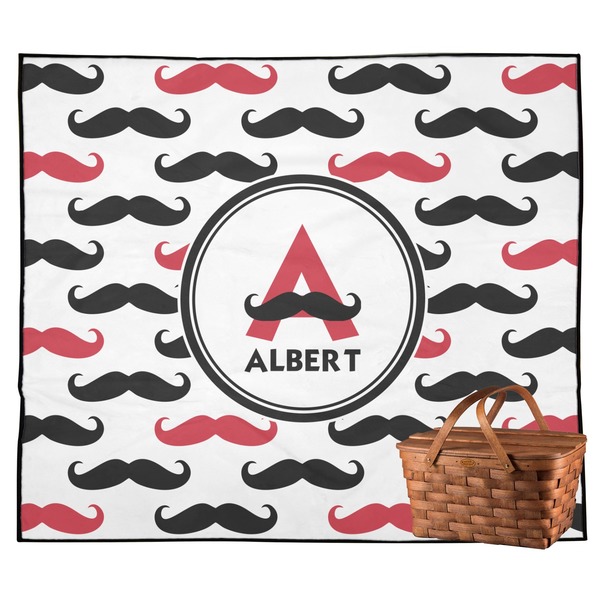 Custom Mustache Print Outdoor Picnic Blanket (Personalized)