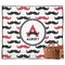 Mustache Print Picnic Blanket - Flat - With Basket