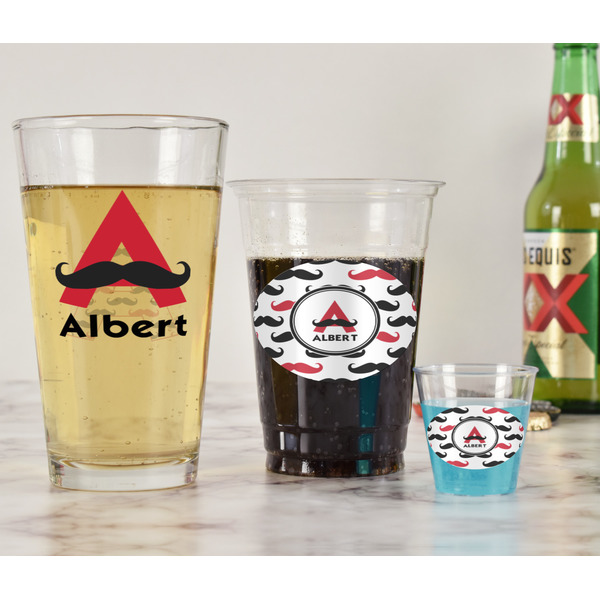 Mustache Print Pint Glass - Two Content - In Context