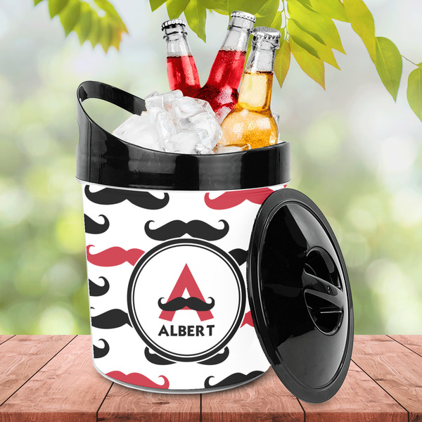 Mustache Print Plastic Ice Bucket - LIFESTYLE