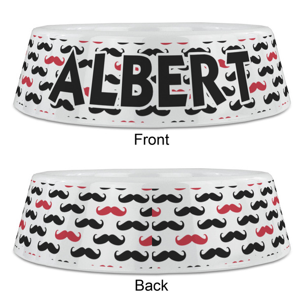 Mustache Print Plastic Pet Bowls - Large - APPROVAL