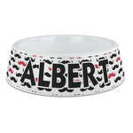 Mustache Print Plastic Dog Bowl - Large (Personalized)