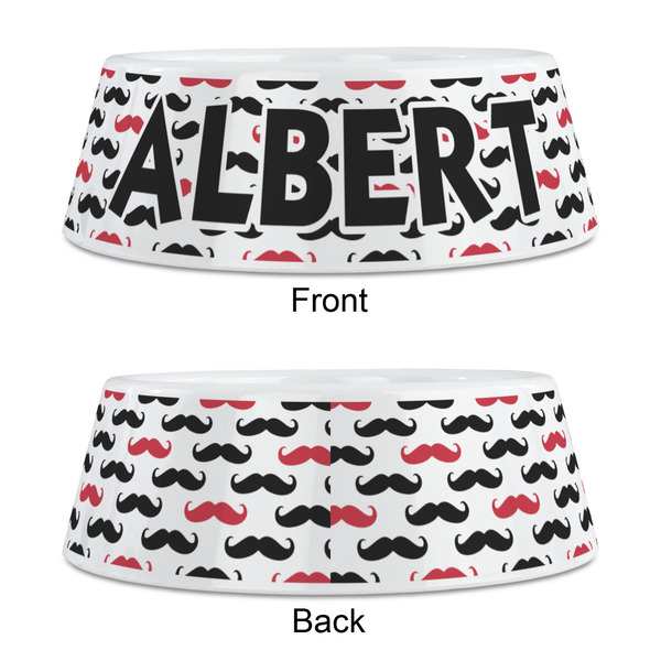 Mustache Print Plastic Pet Bowls - Medium - APPROVAL
