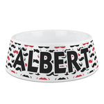 Mustache Print Plastic Dog Bowl - Medium (Personalized)