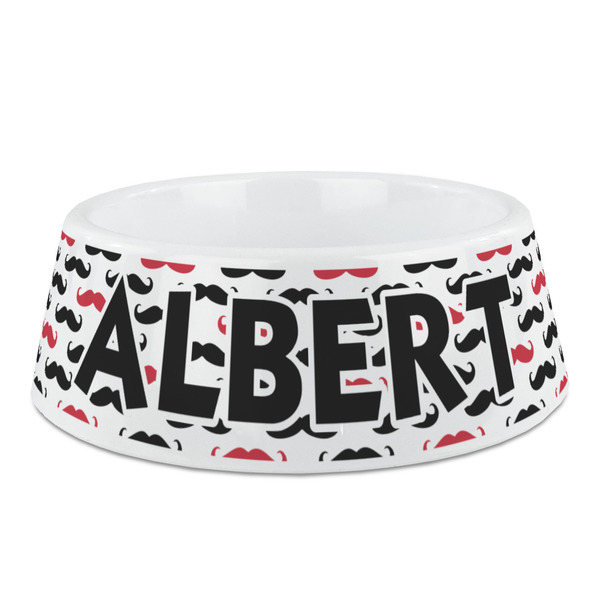 Custom Mustache Print Plastic Dog Bowl (Personalized)
