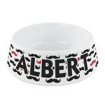 Mustache Print Plastic Dog Bowl - Small (Personalized)