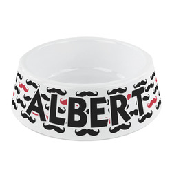 Mustache Print Plastic Dog Bowl - Small (Personalized)
