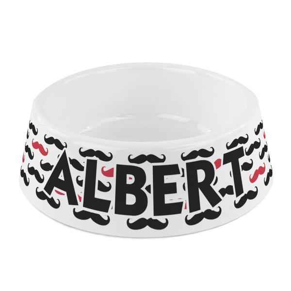 Custom Mustache Print Plastic Dog Bowl - Small (Personalized)