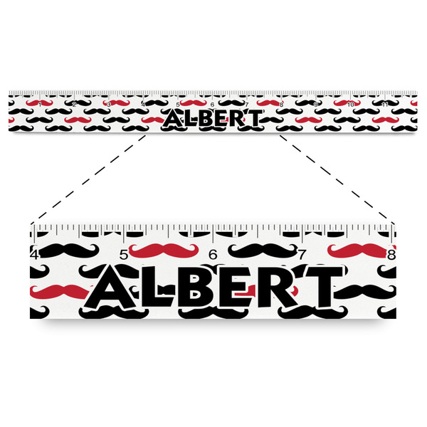 Custom Mustache Print Plastic Ruler - 12" (Personalized)