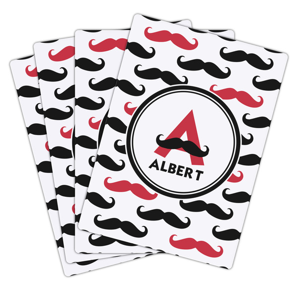 Mustache Print Playing Cards - Hand Back View