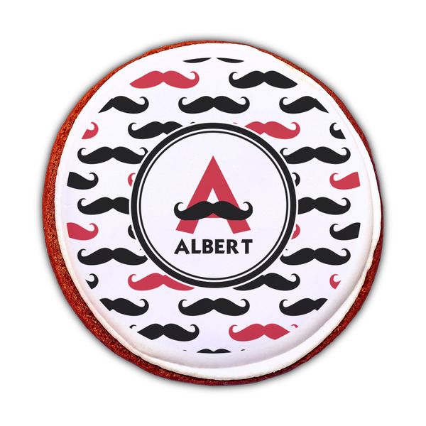 Mustache Print Printed Icing Circle - Medium - On Cookie