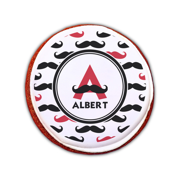 Mustache Print Printed Icing Circle - Small - On Cookie