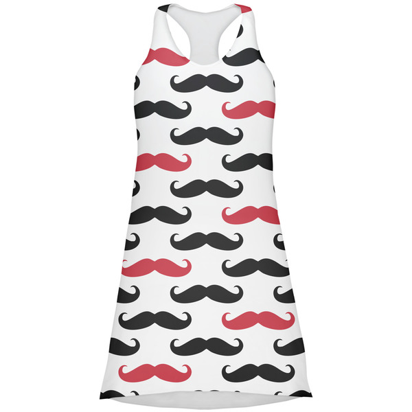 Custom Mustache Print Racerback Dress - Small