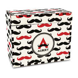 Mustache Print Wood Recipe Box - Full Color Print (Personalized)