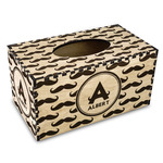 Mustache Print Wood Tissue Box Cover - Rectangle (Personalized)