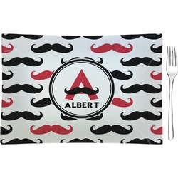 Mustache Print Rectangular Glass Appetizer / Dessert Plate - Single or Set (Personalized)
