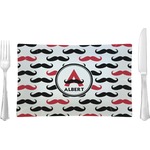 Mustache Print Rectangular Glass Lunch / Dinner Plate - Single or Set (Personalized)