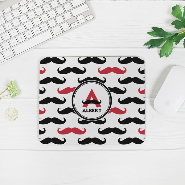 Mustache Print Rectangular Mouse Pad - LIFESTYLE 2