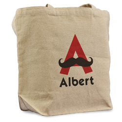 Mustache Print Reusable Cotton Grocery Bag - Single (Personalized)