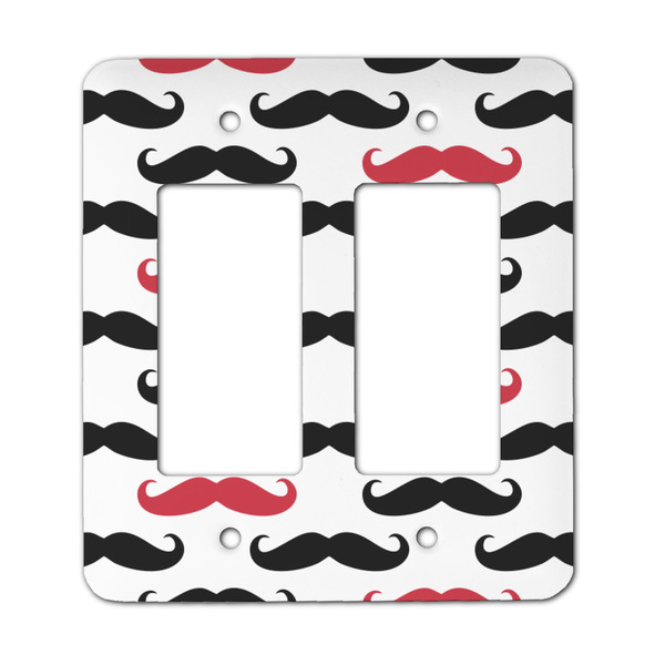 Custom Mustache Print Rocker Style Light Switch Cover - Two Switch
