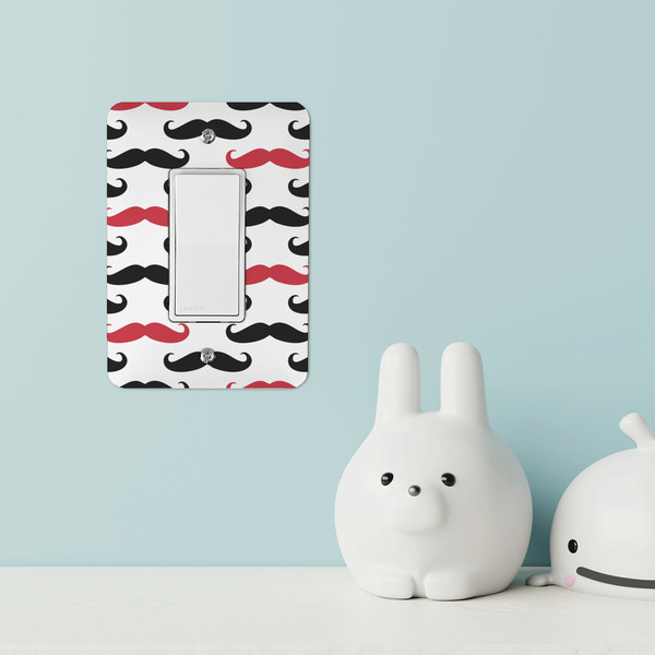 Mustache Print Rocker Light Switch Covers - Single - IN CONTEXT