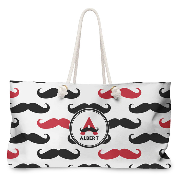 Custom Mustache Print Large Tote Bag with Rope Handles (Personalized)