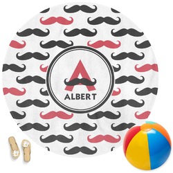 Mustache Print Round Beach Towel (Personalized)