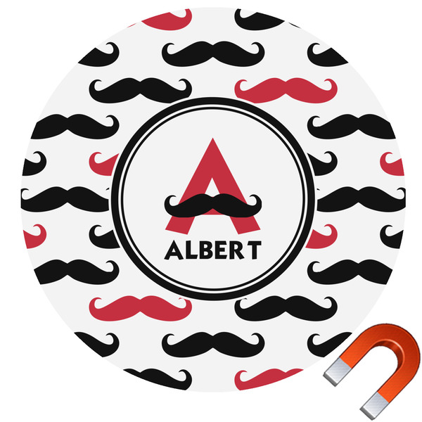 Custom Mustache Print Round Car Magnet - 6" (Personalized)