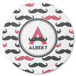 Mustache Print Round Rubber Backed Coaster (Personalized)