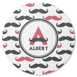 Mustache Print Round Rubber Backed Coaster (Personalized)