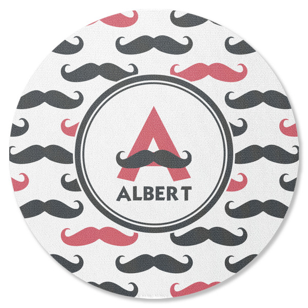Mustache Print Round Coaster Rubber Back - Single