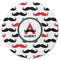 Mustache Print Round Rubber Backed Coaster (Personalized)