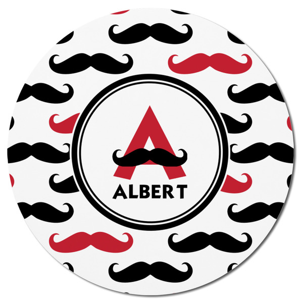 Mustache Print Round Fridge Magnet - FRONT