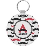 Mustache Print Round Plastic Keychain (Personalized)