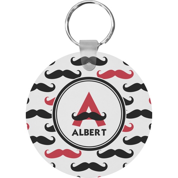 Mustache Print Round Keychain (Personalized)