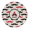 Mustache Print Round Linen Placemats - FRONT (Double Sided)