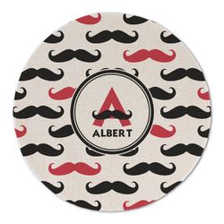 Mustache Print Round Linen Placemat (Personalized)