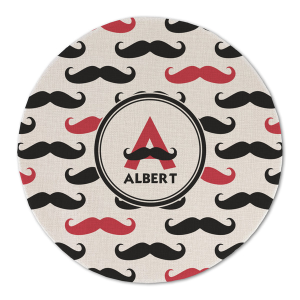Custom Mustache Print Round Linen Placemat (Personalized)